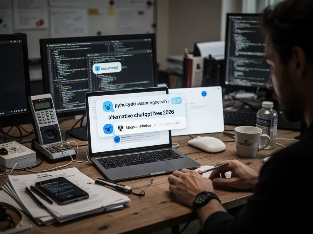 Écran d’ordinateur affichant plusieurs interfaces de chatbots IA sur un bureau