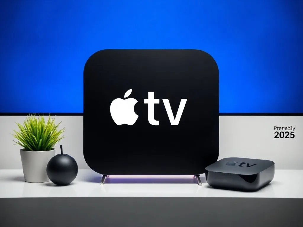 Apple TV 2025 affichée sur un téléviseur dans un salon moderne