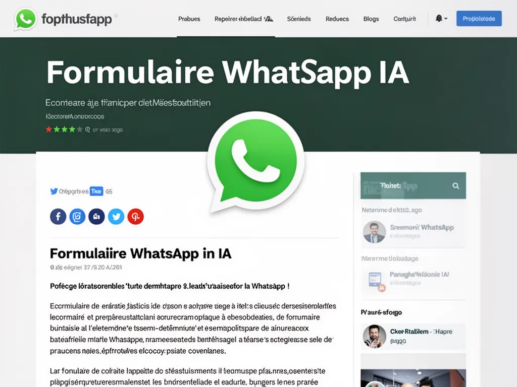 Capture d'écran d'une fenêtre de chat WhatsApp affichant un formulaire interactif